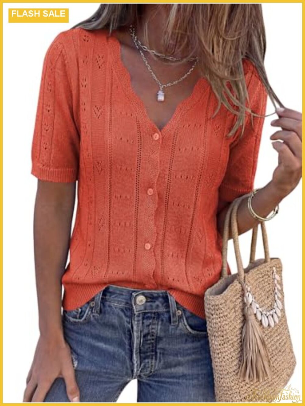 PRETTYGARDEN Womens Short Sleeve Crochet Knit Button Down Cardigan Sweater